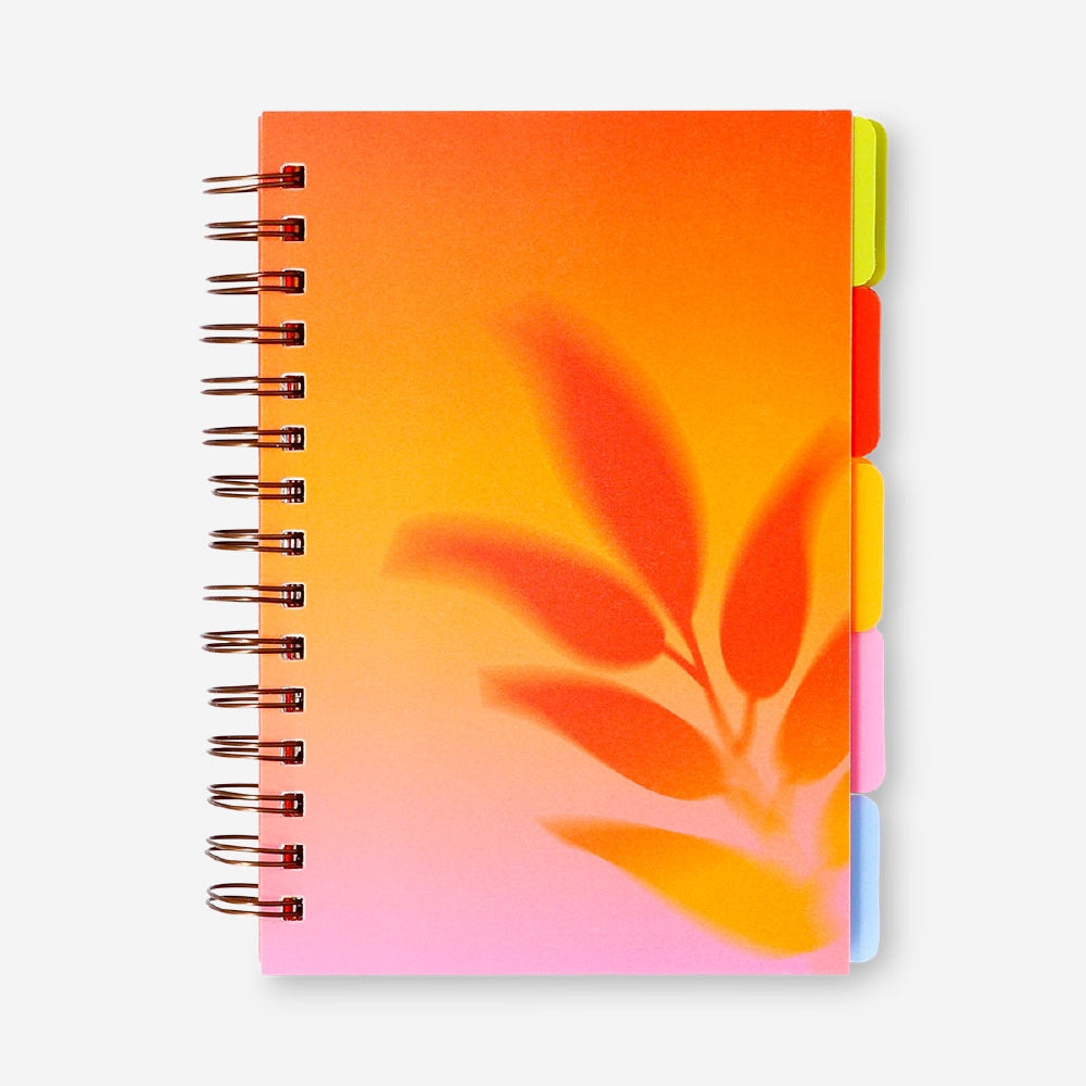 Turuncu Yaprak Desenli Spiralli Defter