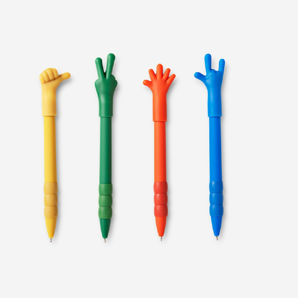 Ballpoint pens with hand signs - 4 pcs