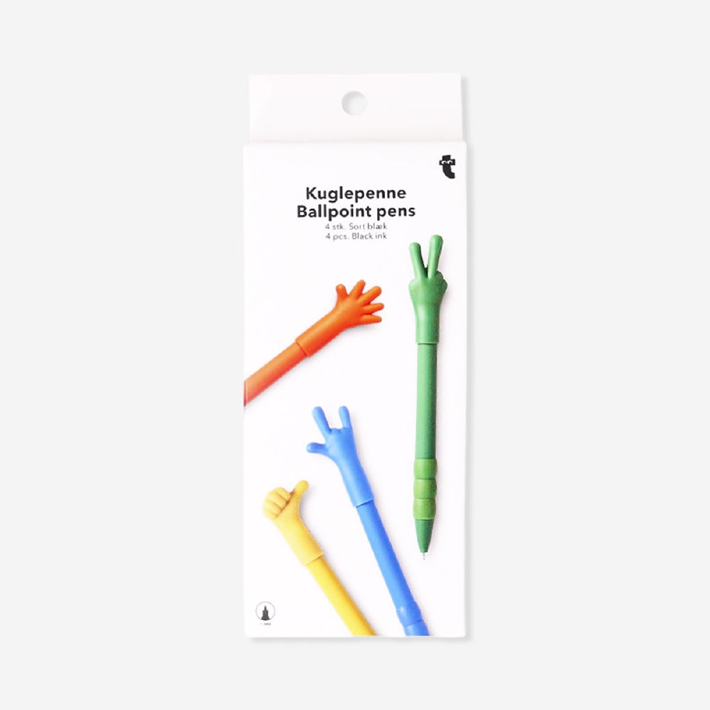 Ballpoint pens with hand signs - 4 pcs