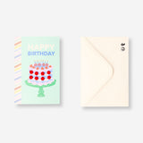 Birthday card - Cake with pom poms