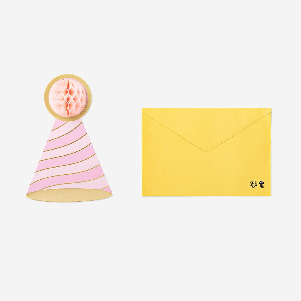Greetings card - Honeycomb festive hat 