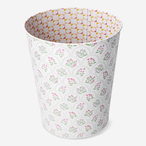 Çiçek Desenli Metal Çöp Kovası