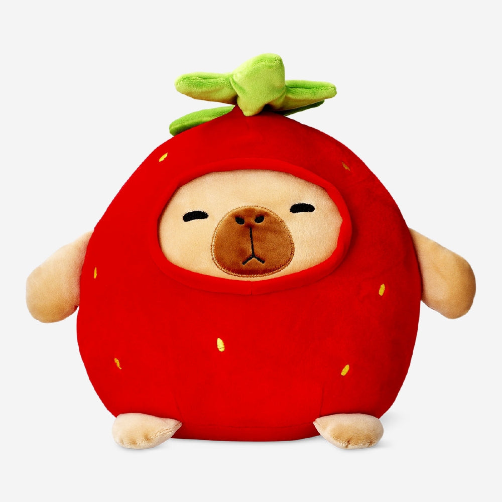 TEDDY CAPYBARA DRESSED AS A STRAWBERRY