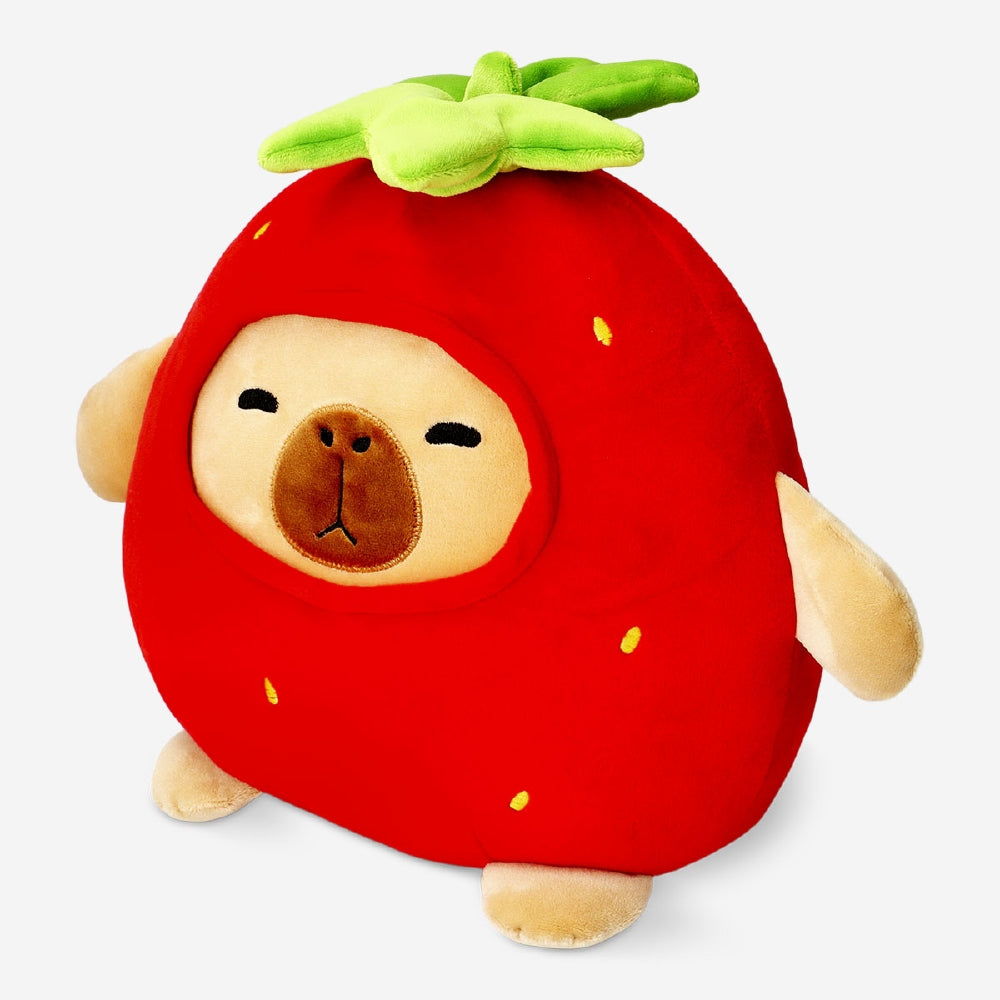 TEDDY CAPYBARA DRESSED AS A STRAWBERRY