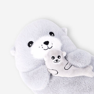 Gri Peluş Fok ve Yavrusu