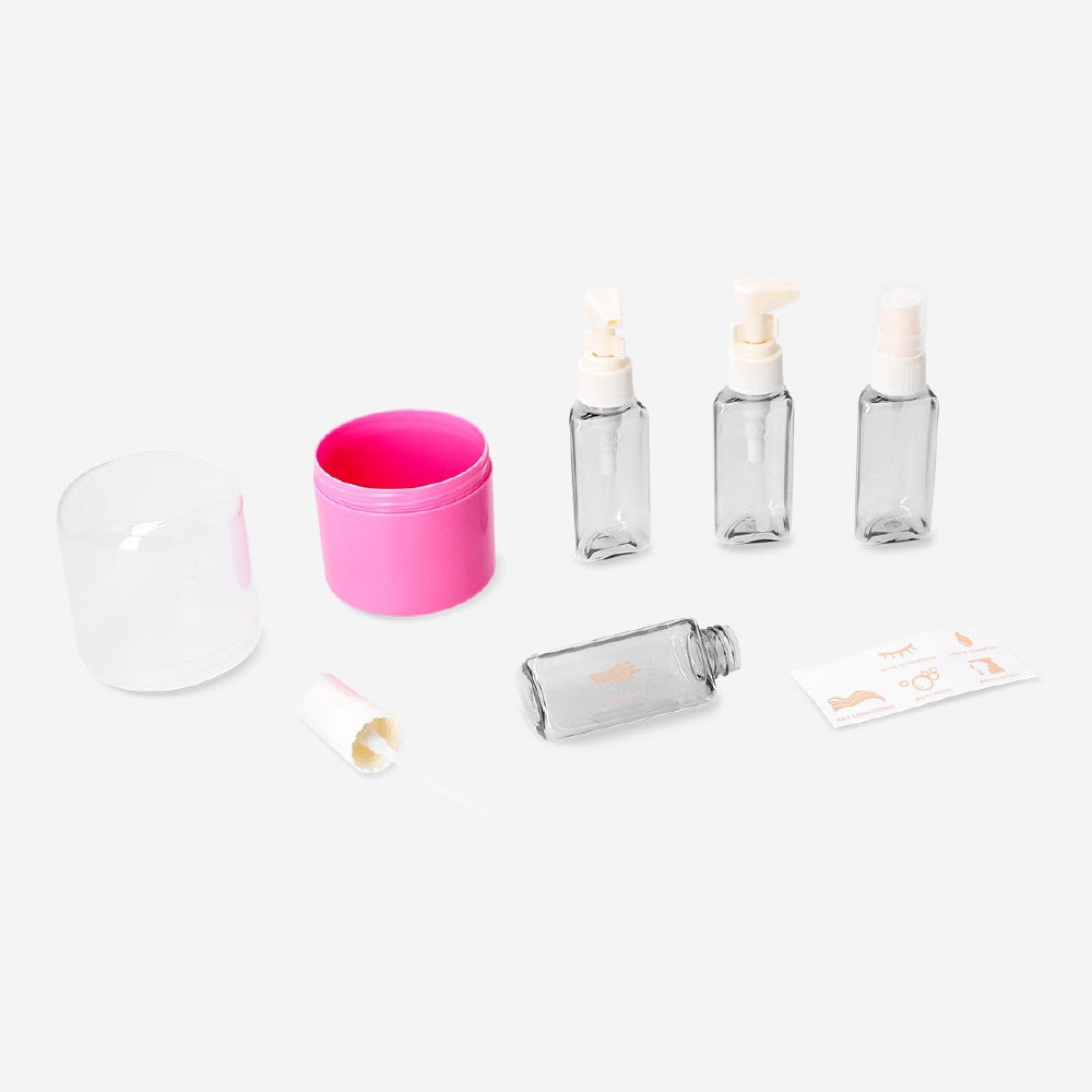 Travel set in pink case with stickers - 4 pcs