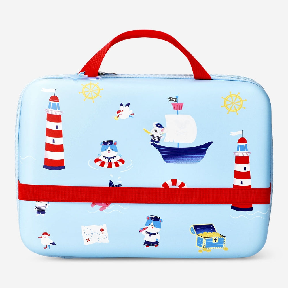 Travel colouring kit in suitcase