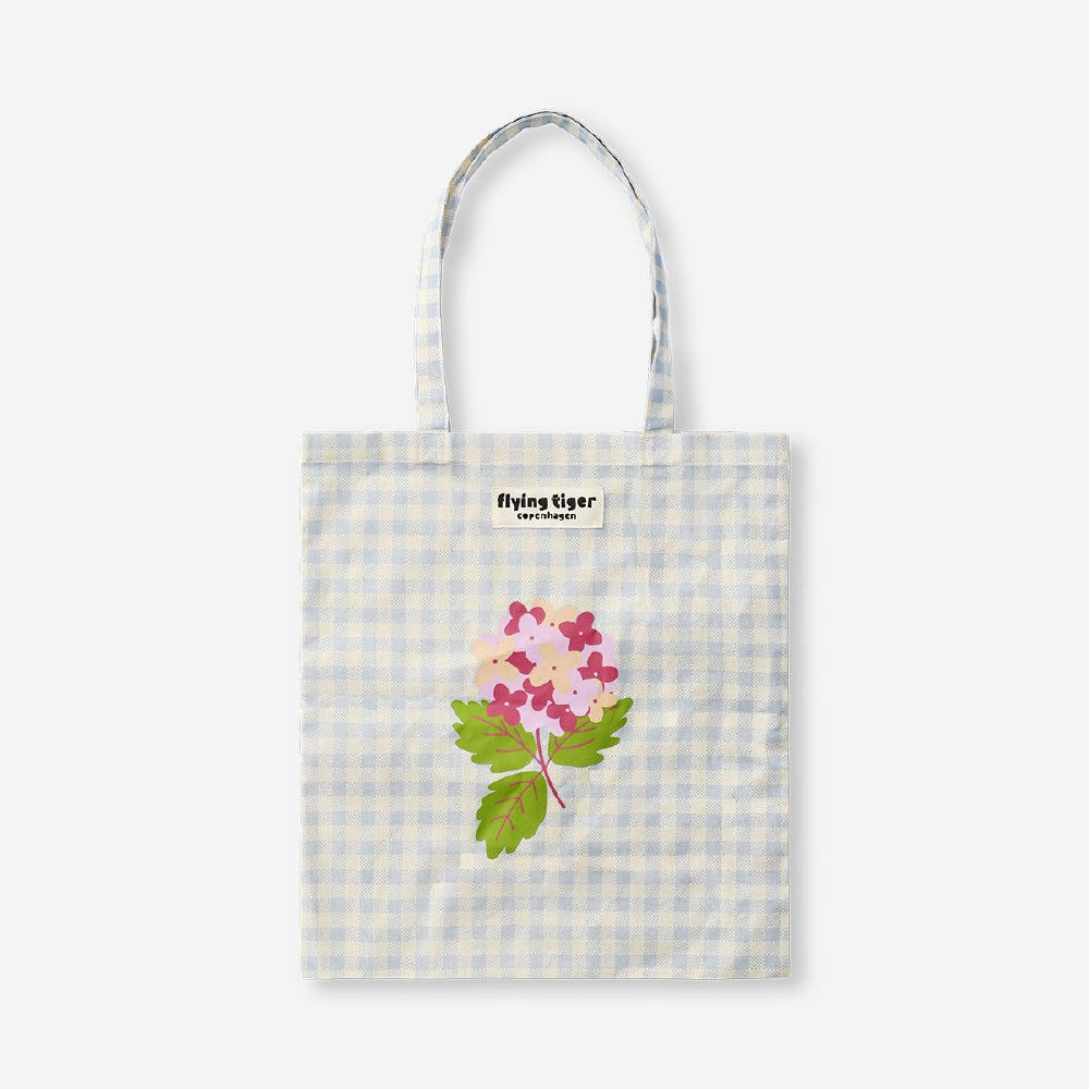 Tote bag - Flowers and checks print