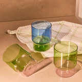 Green and pink drinking glass - 400 ml
