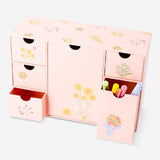 Floral desk organiser with 6 drawers