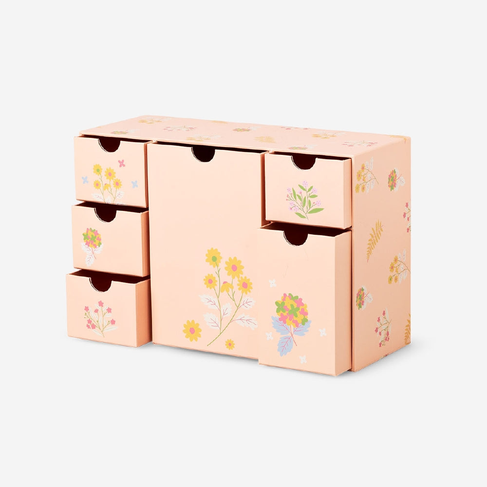 Floral desk organiser with 6 drawers