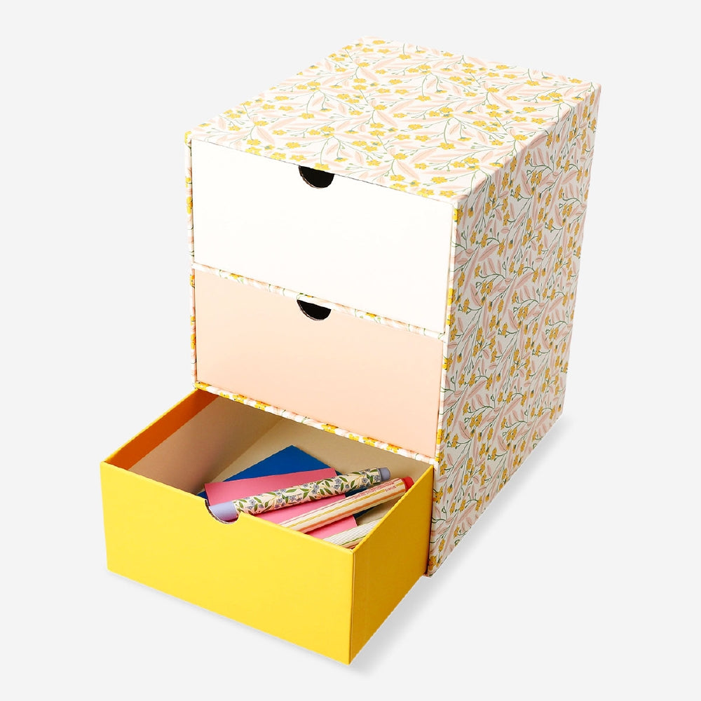 Floral desk organiser with 3 drawers