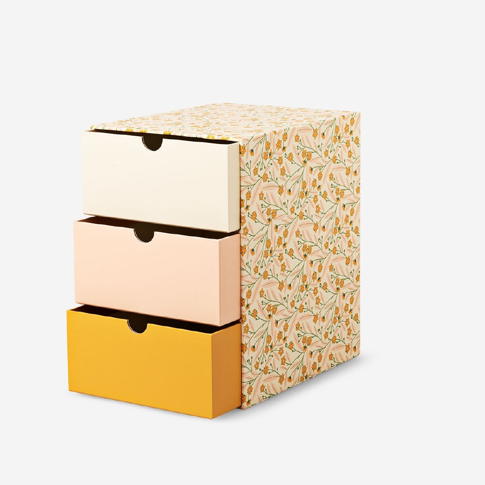 Floral desk organiser with 3 drawers