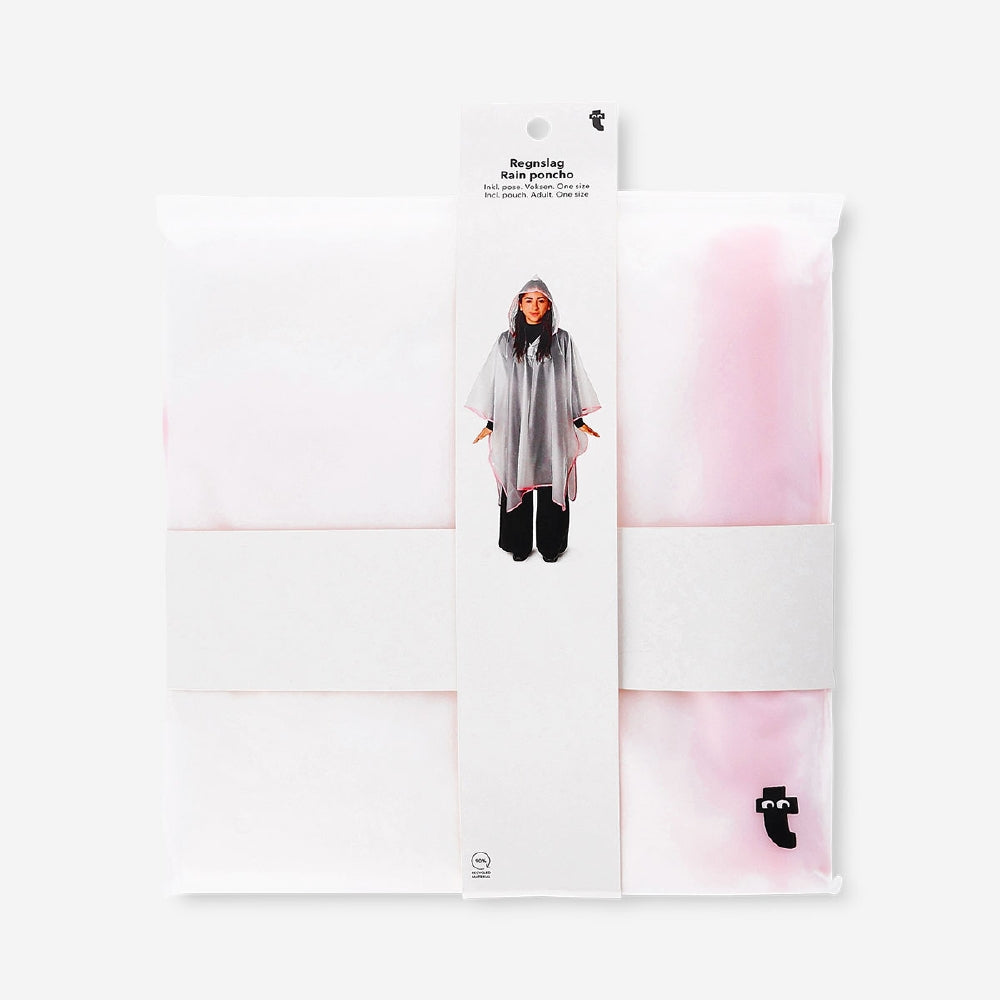 RAIN PONCHO MILKY PINK TRANSPARENT ONE SIZE ADULT
