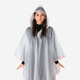 RAIN PONCHO MILKY PINK TRANSPARENT ONE SIZE ADULT