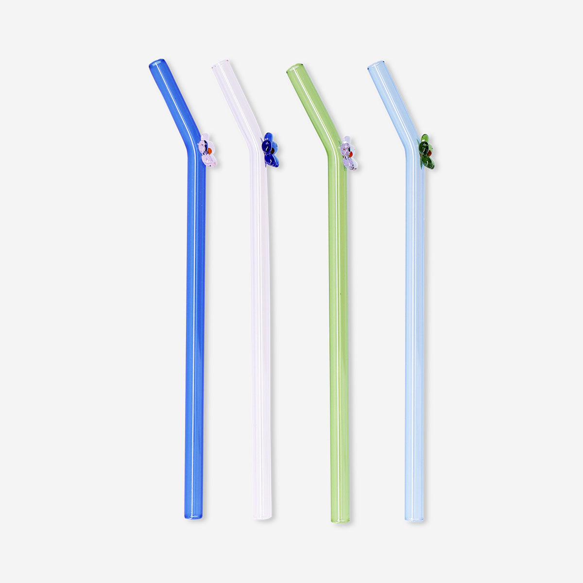 Glass straws with flowers - 4 pcs