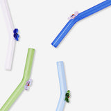 Glass straws with flowers - 4 pcs