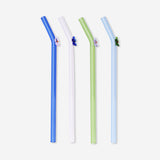 Glass straws with flowers - 4 pcs