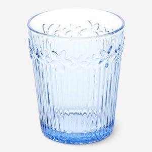 Mavi Çiçek Desenli Cam Bardak