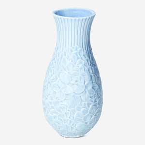 Blue vase with embossed hydrangeas - 18 cm