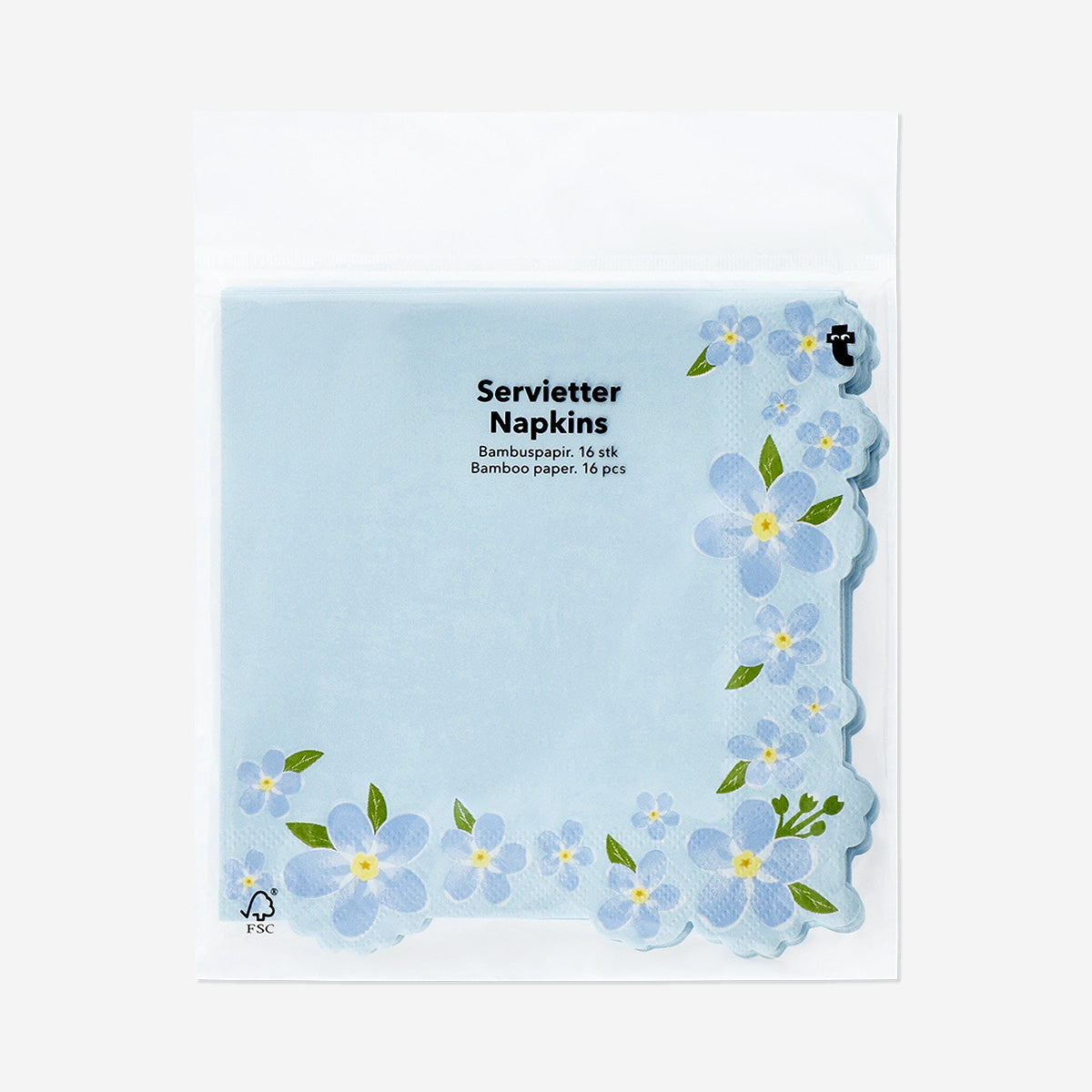 Blue floral napkins - 16 pcs 