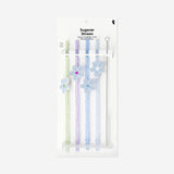 Straws with butterfly and flower charms - 4 pcs