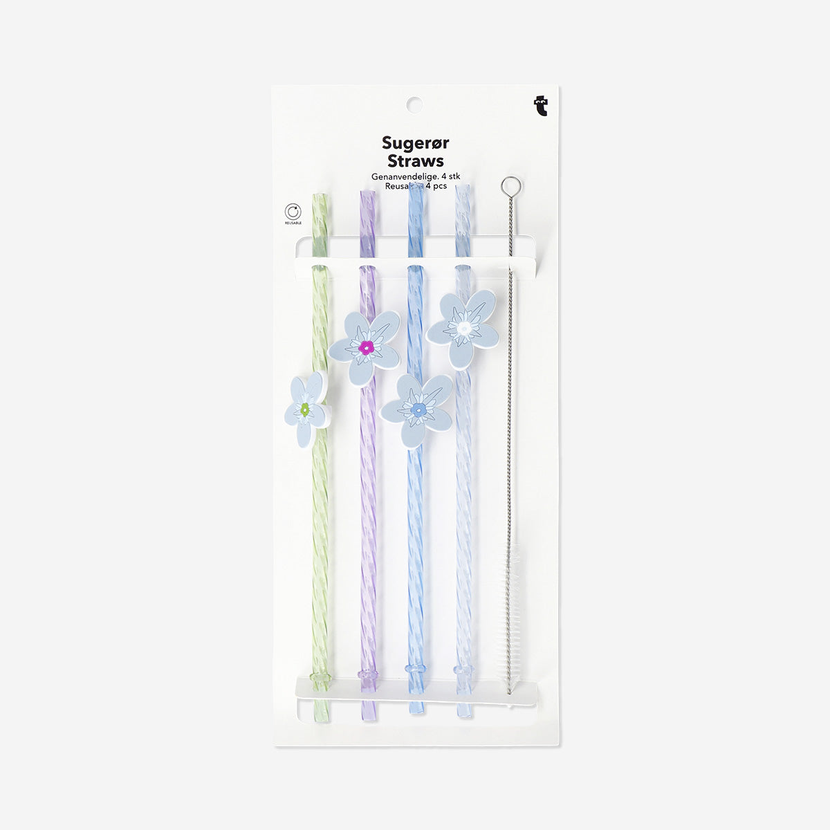 Straws with butterfly and flower charms - 4 pcs
