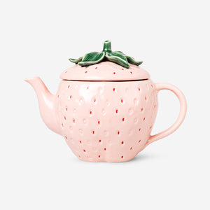 Pink strawberry teapot with lid