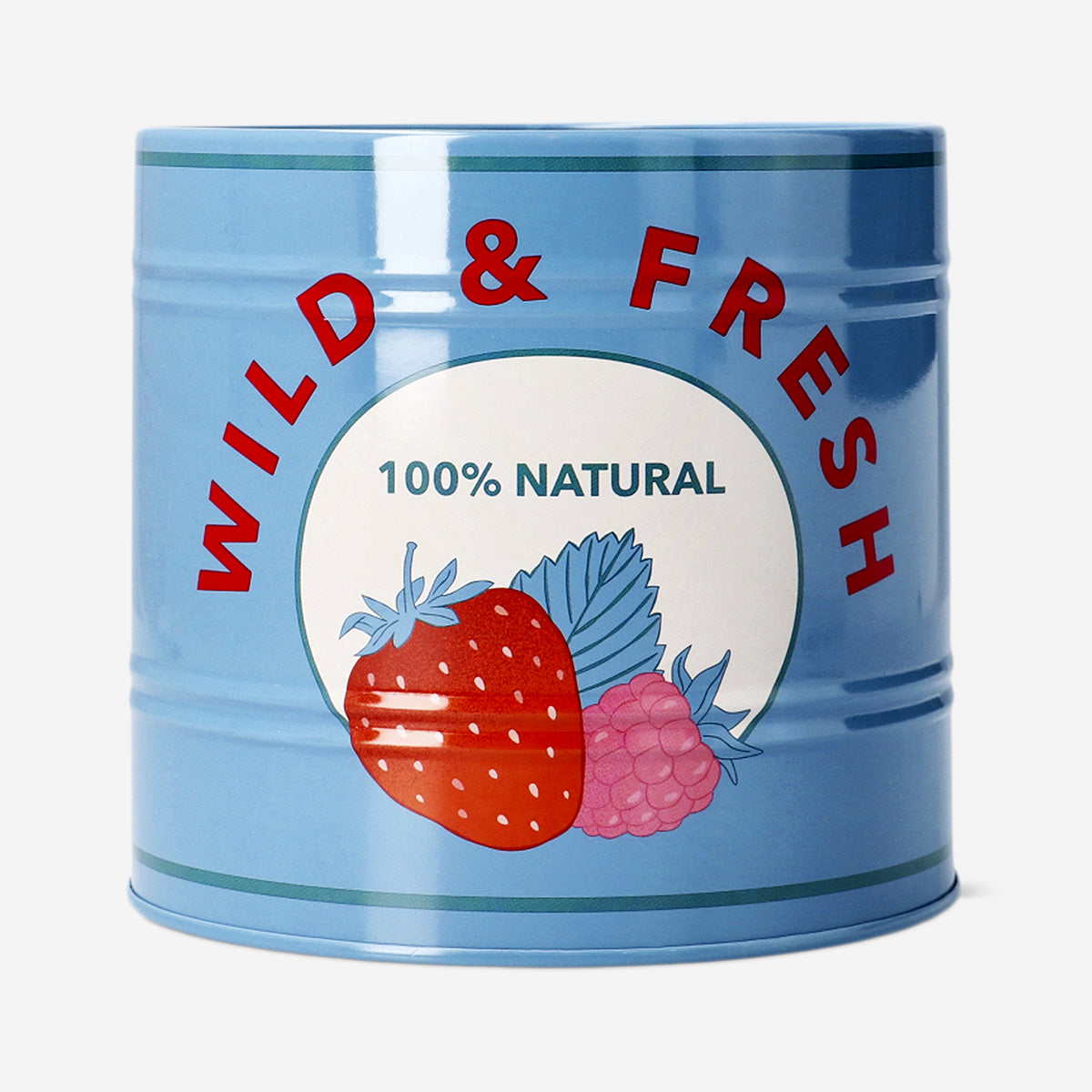 Metal storage tin with berry print - 11 cm