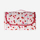Quilted picnic blanket with berry print and carrying strap - 130x150 cm