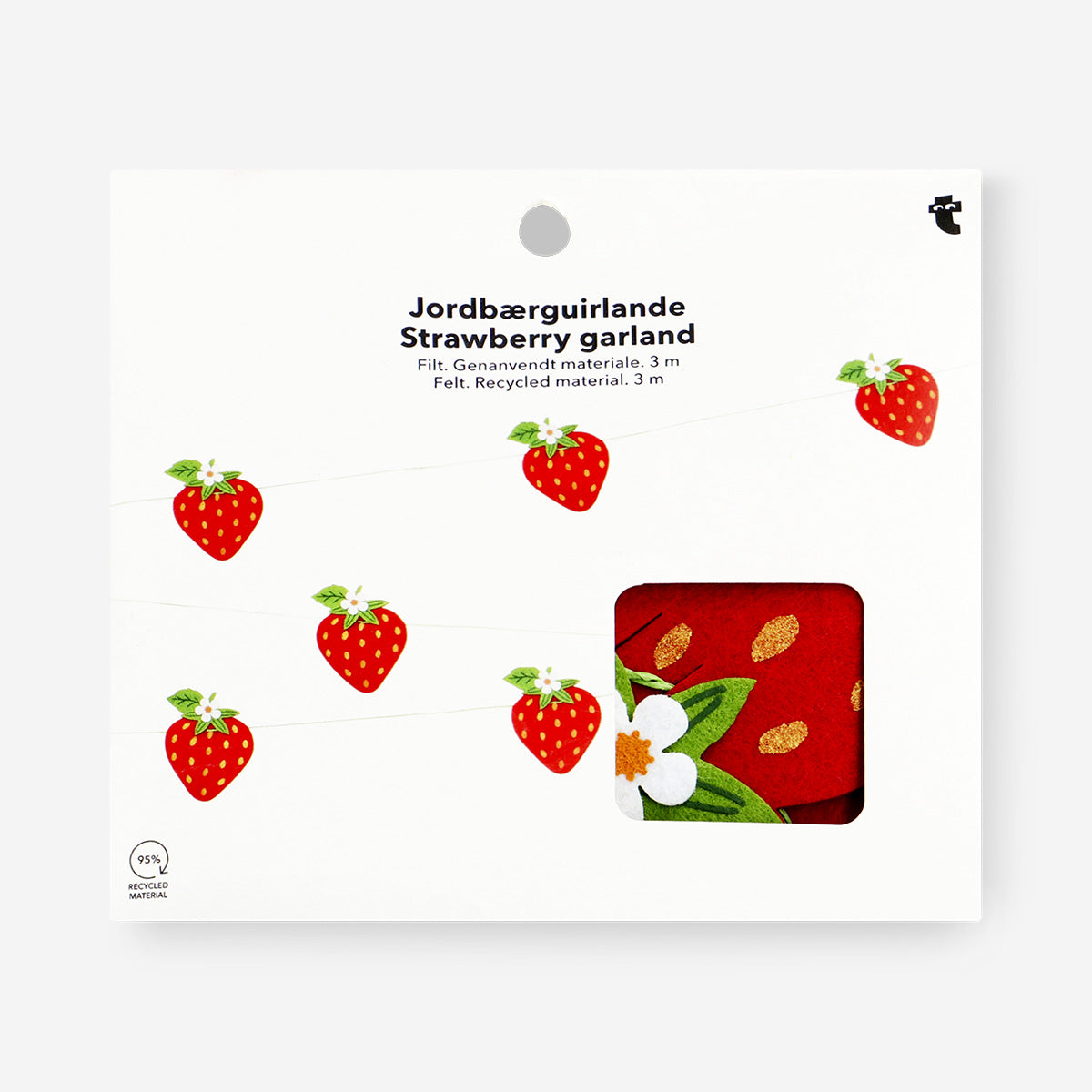 Strawberry felt garland - 300 cm