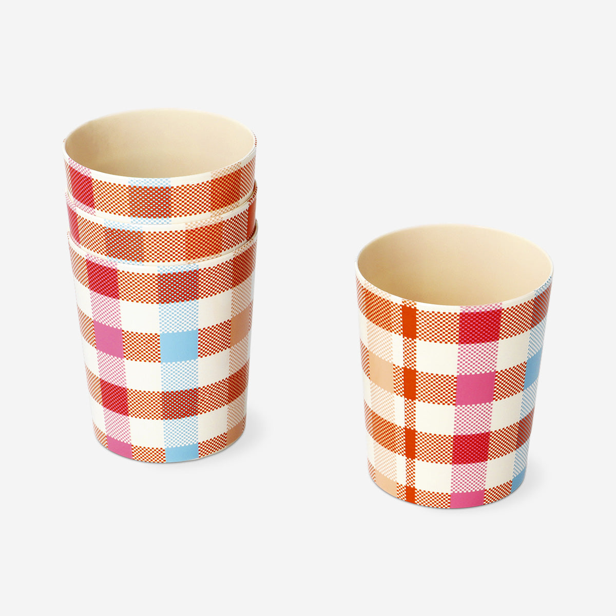 Chequered picnic cups - 4 pcs