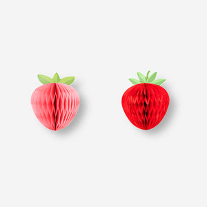 Honeycomb paper strawberry table decorations - 6 pcs