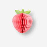 Honeycomb paper strawberry table decorations - 6 pcs
