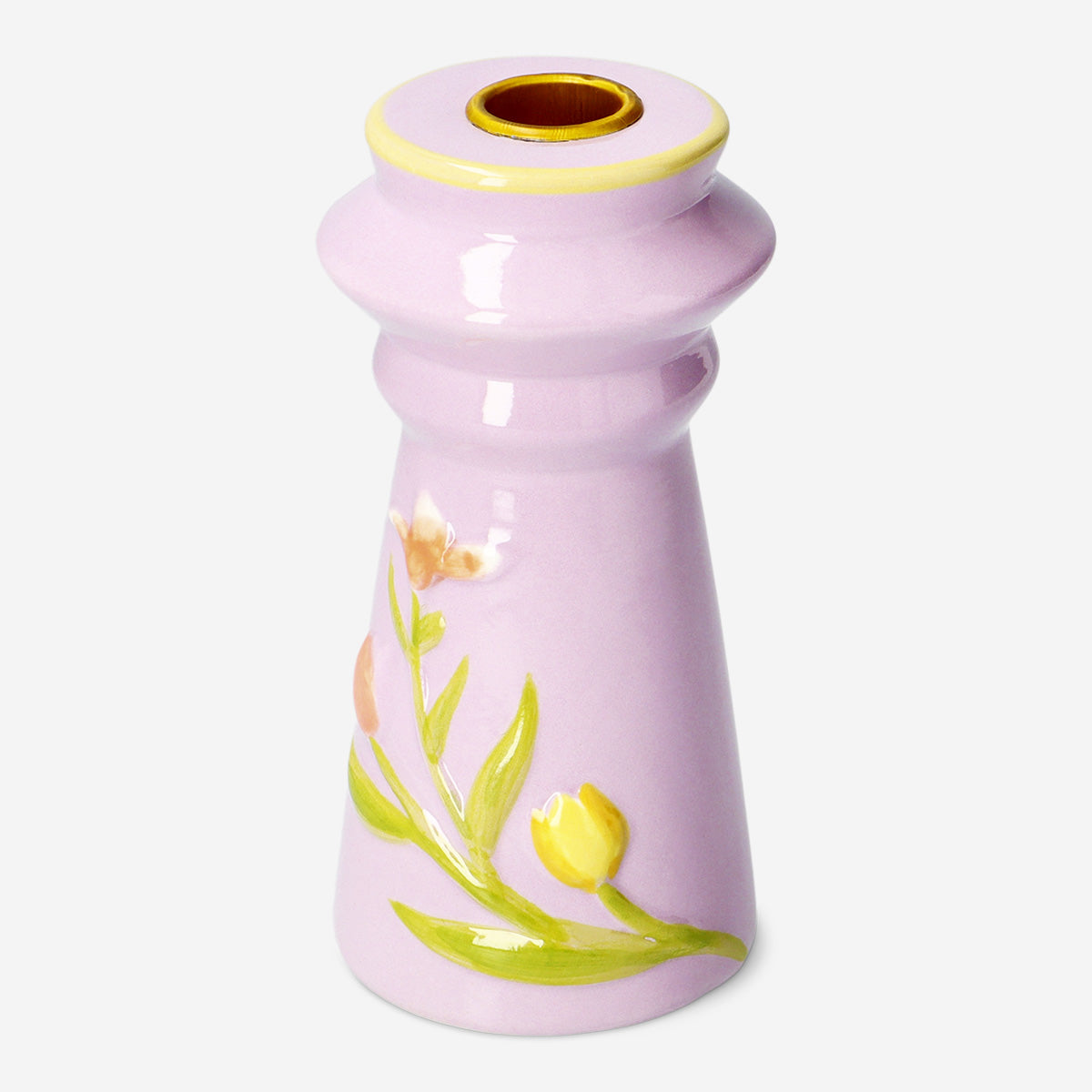 Pembe Çiçek Detaylı Mumluk