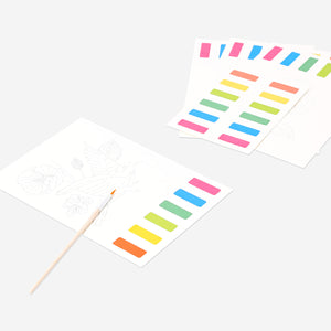 Embossed watercolouring sheets with paint 