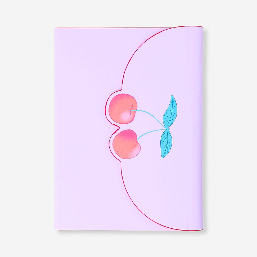 Kiraz Desenli Mor Defter A5