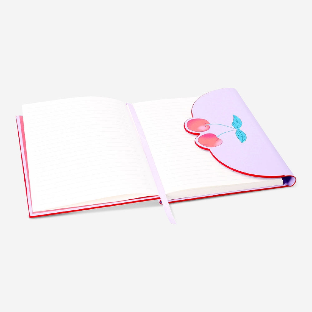Kiraz Desenli Mor Defter A5