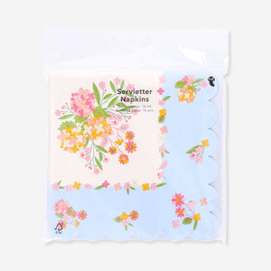Floral napkins with scalloped edges - 16 pcs