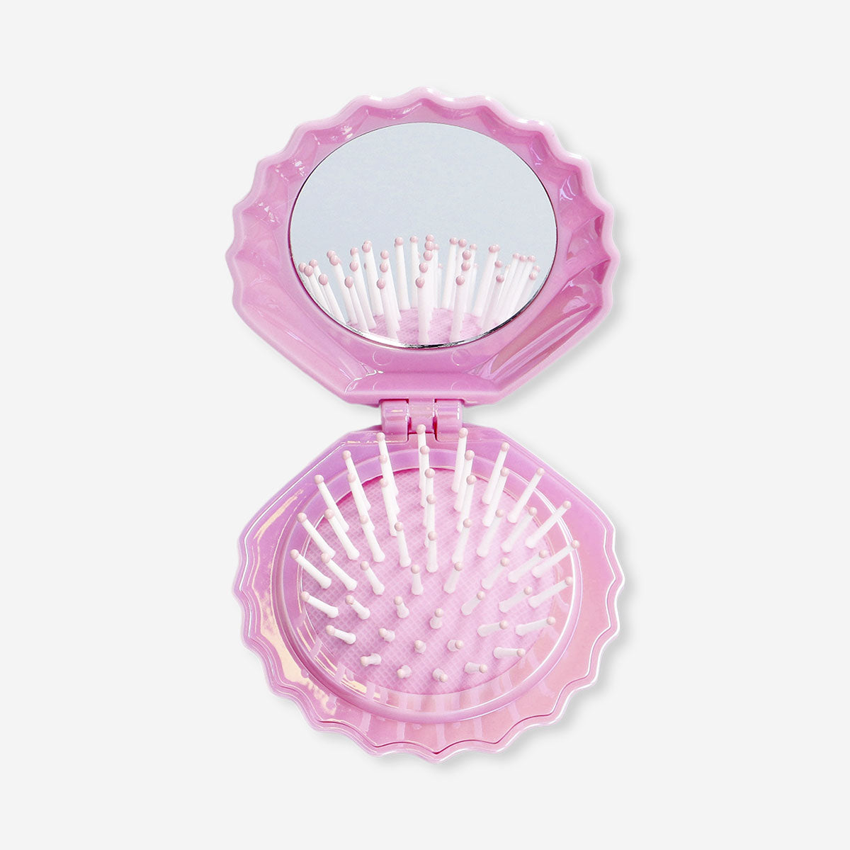 Pink clamshell hairbrush and mirror | Flying Tiger Türkiye