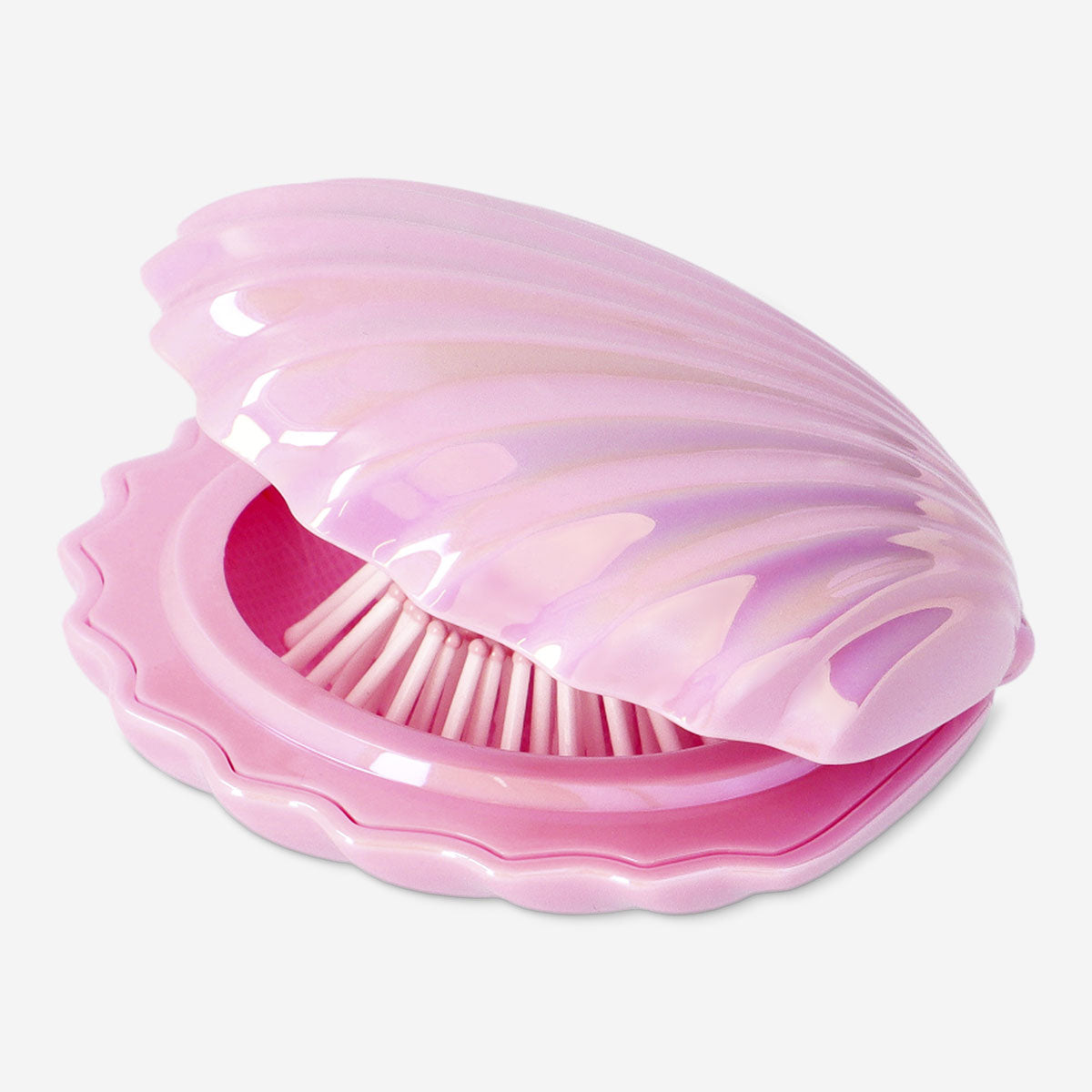 Pembe Midye Şeklinde Aynalı Saç Fırçası