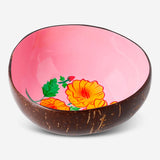 Pembe Çiçekli Hindistan Cevizi Kase