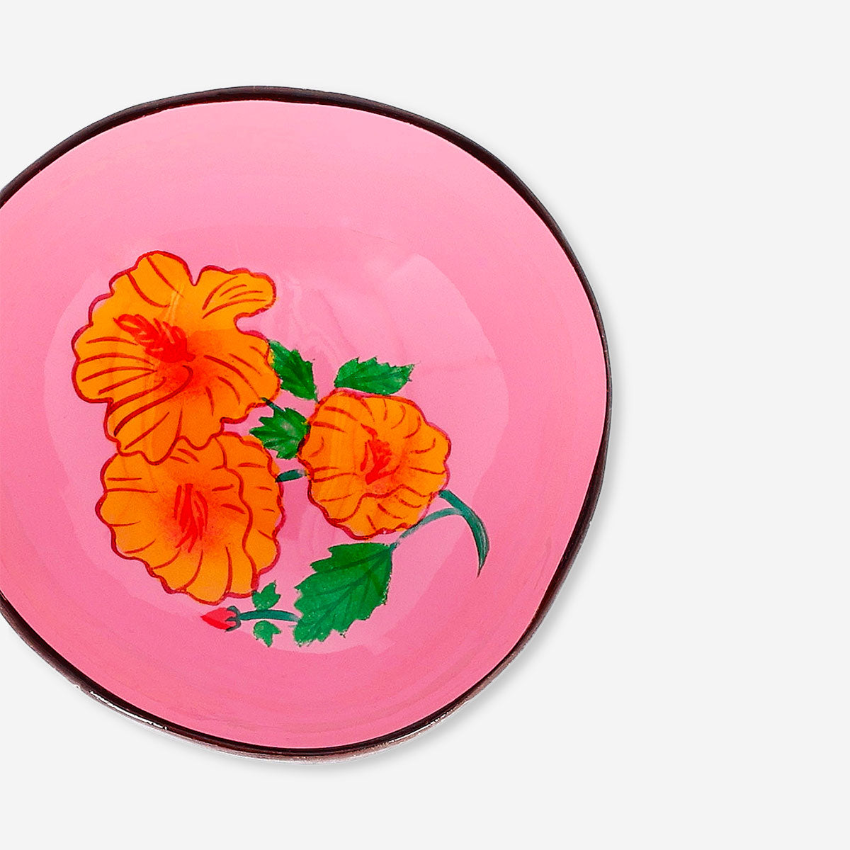 Pembe Çiçekli Hindistan Cevizi Kase