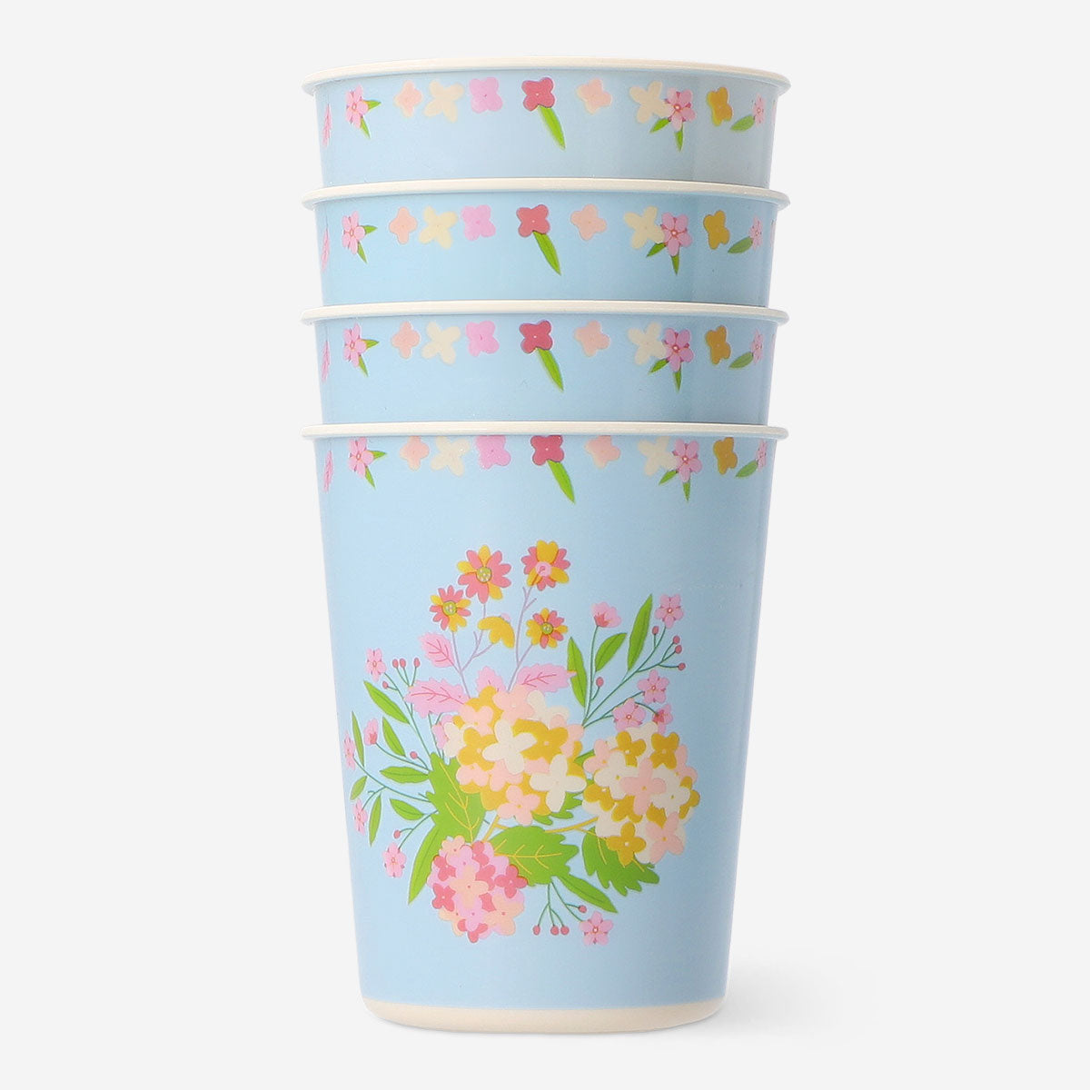 4'lü Çiçekli Plastik Bardak