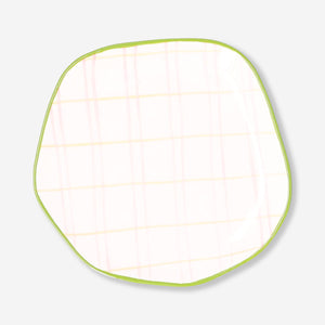 Ceramic plate with hand-painted chequered design - 15 cm