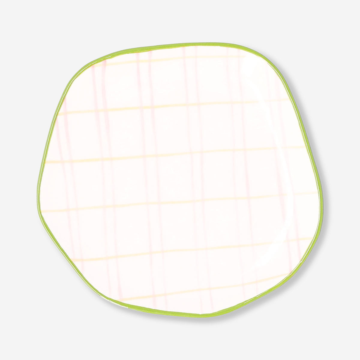 Ceramic plate with hand-painted chequered design - 15 cm
