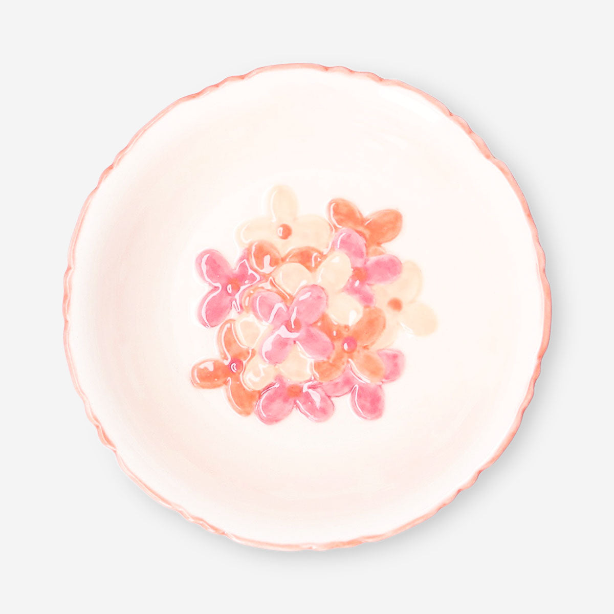 Pembe Çiçek Desenli Seramik Kase 12 cm