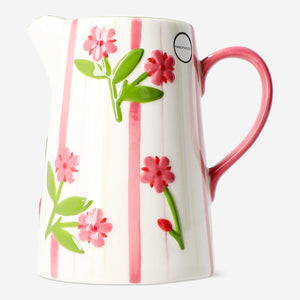 Pembe Çiçek Desenli Seramik Sürahi 1 L