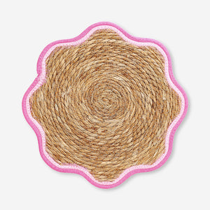 Woven cattail placemat with scalloped edge - 37 cm