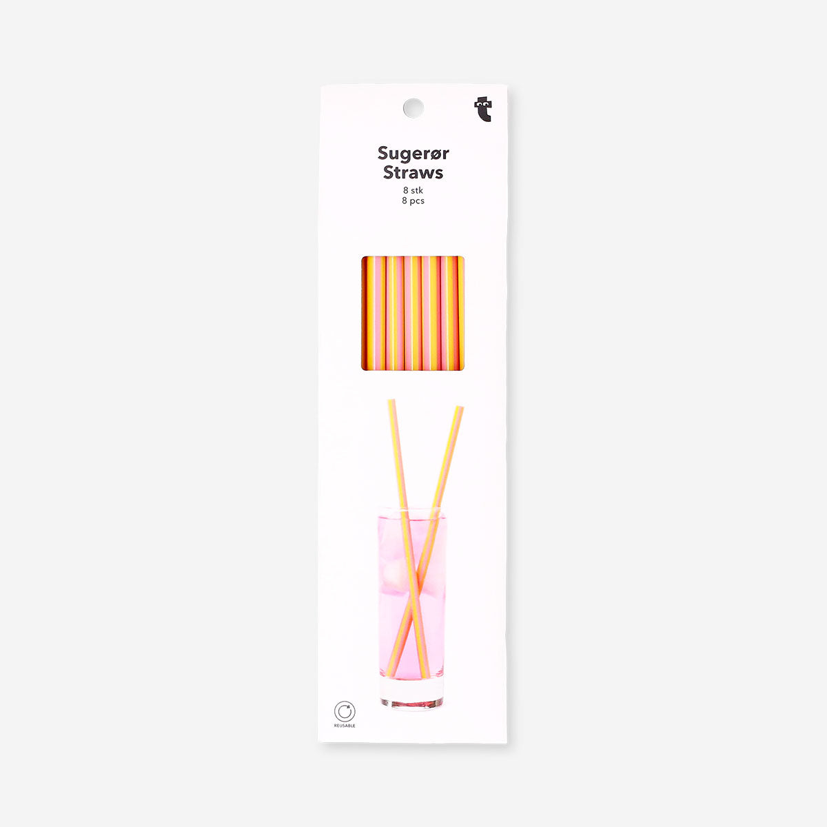Reusable striped straws - 8 pcs